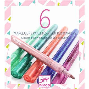 6 marqueurs pailletés DJECO