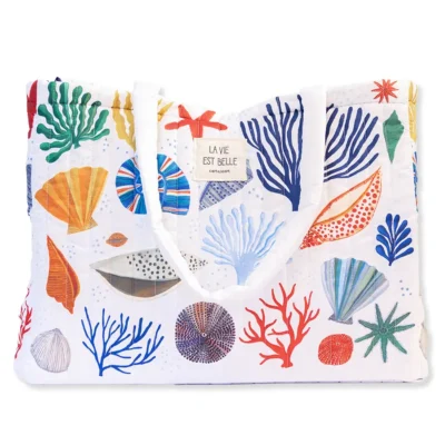 Grand cabas matelassé Coquillages CARTES D’ART